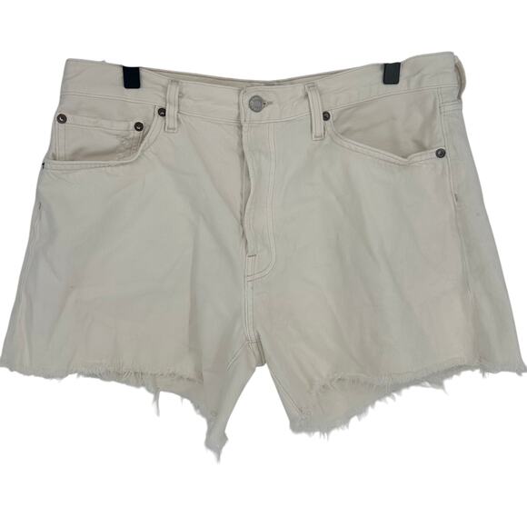 Agolde Pants - Agolde Parker Long Shorts White Button Fly High Waist Summer Casual Beach 31